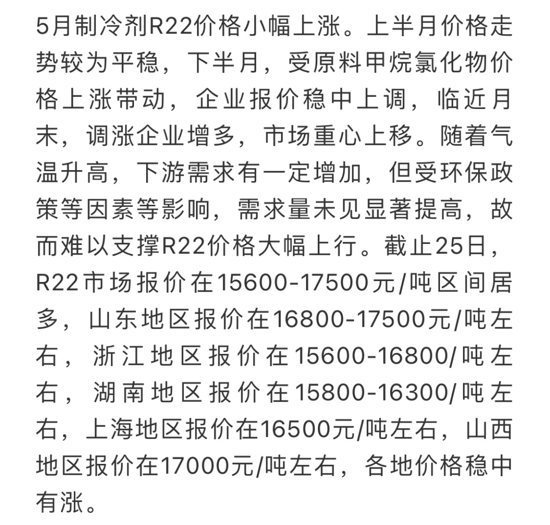 今日制冷劑最新價(jià)格及市場(chǎng)走勢(shì)分析與前景預(yù)測(cè)